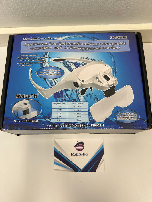 WeluvFit interchangeable magnifier glasses with 2LED, retail packaging front view.