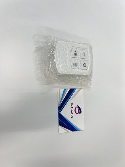 CYCG round LED light control remote showing buttons for brightness and light adjustment.
