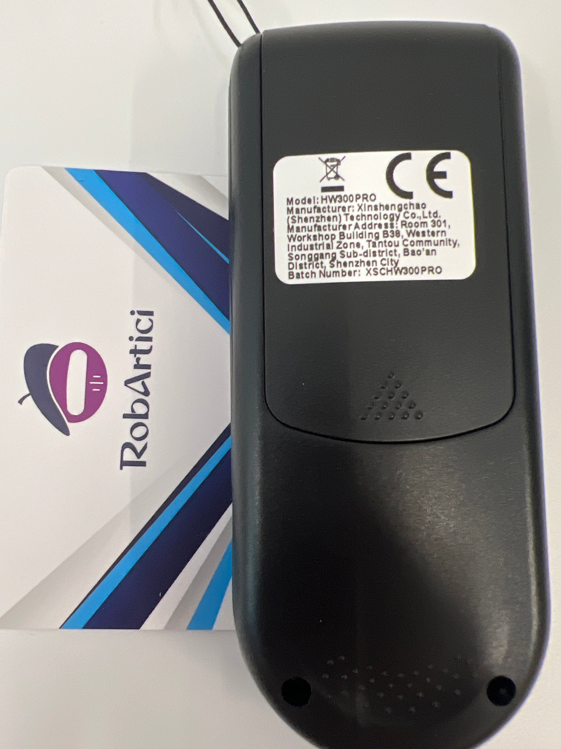 HW300PRO Film/Coating Thickness Gauge back view showing product specifications. 