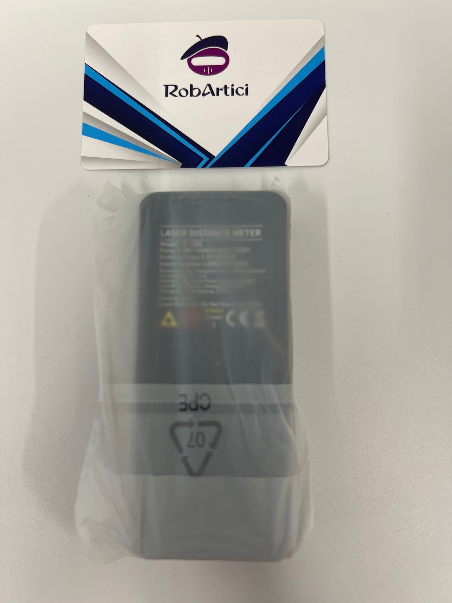 E-100 portable digital laser distance meter back side.