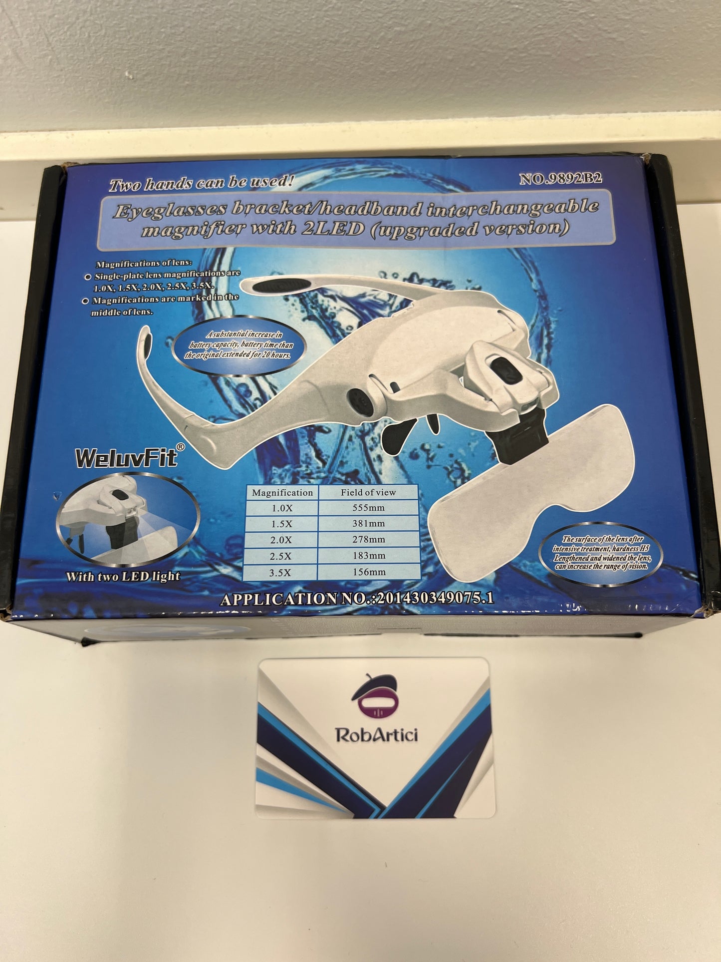 WeluvFit interchangeable magnifier glasses with 2LED, retail packaging front view.