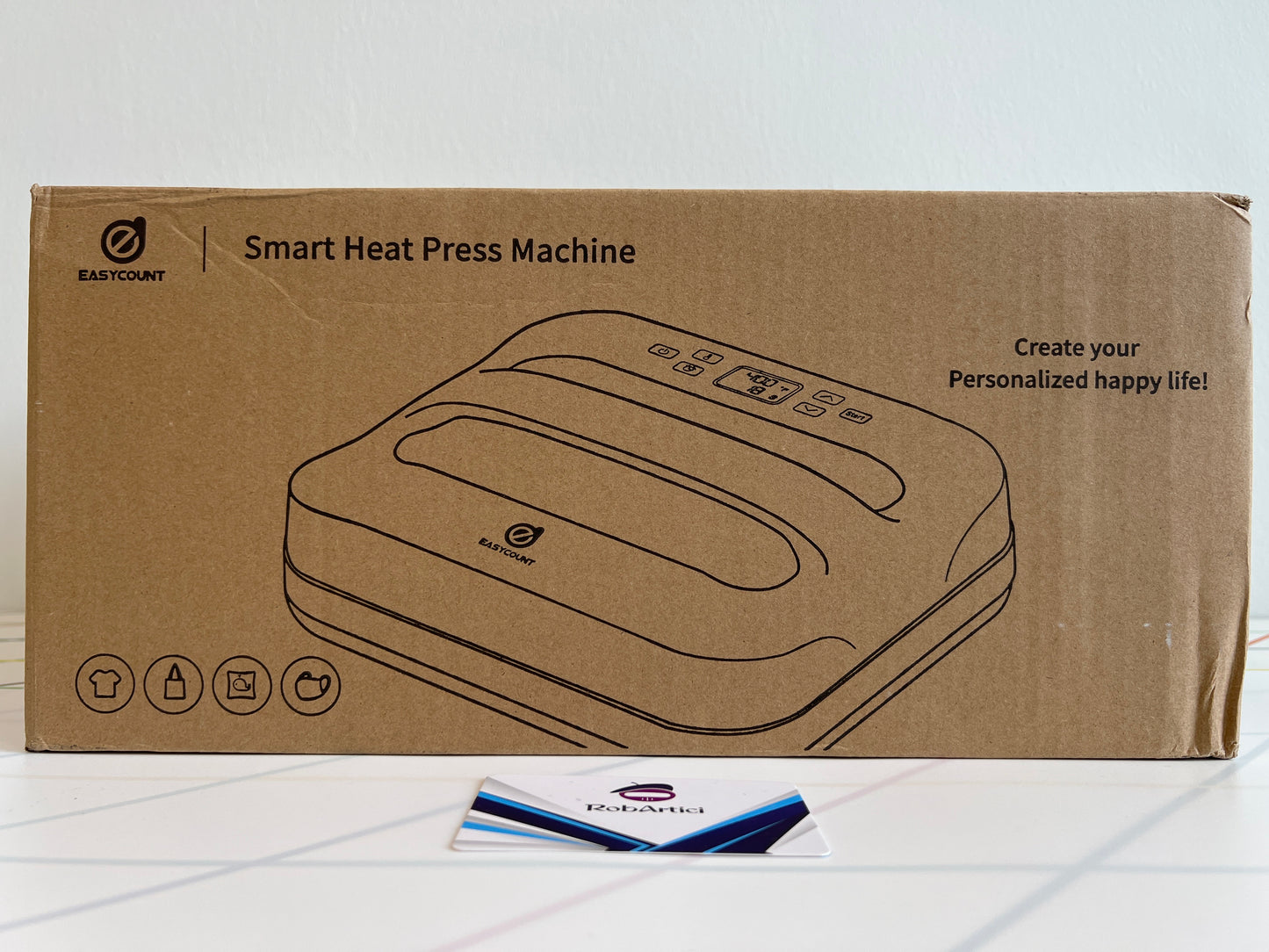 Easycount HP3 Smart Heat Press Machine retail packaging.