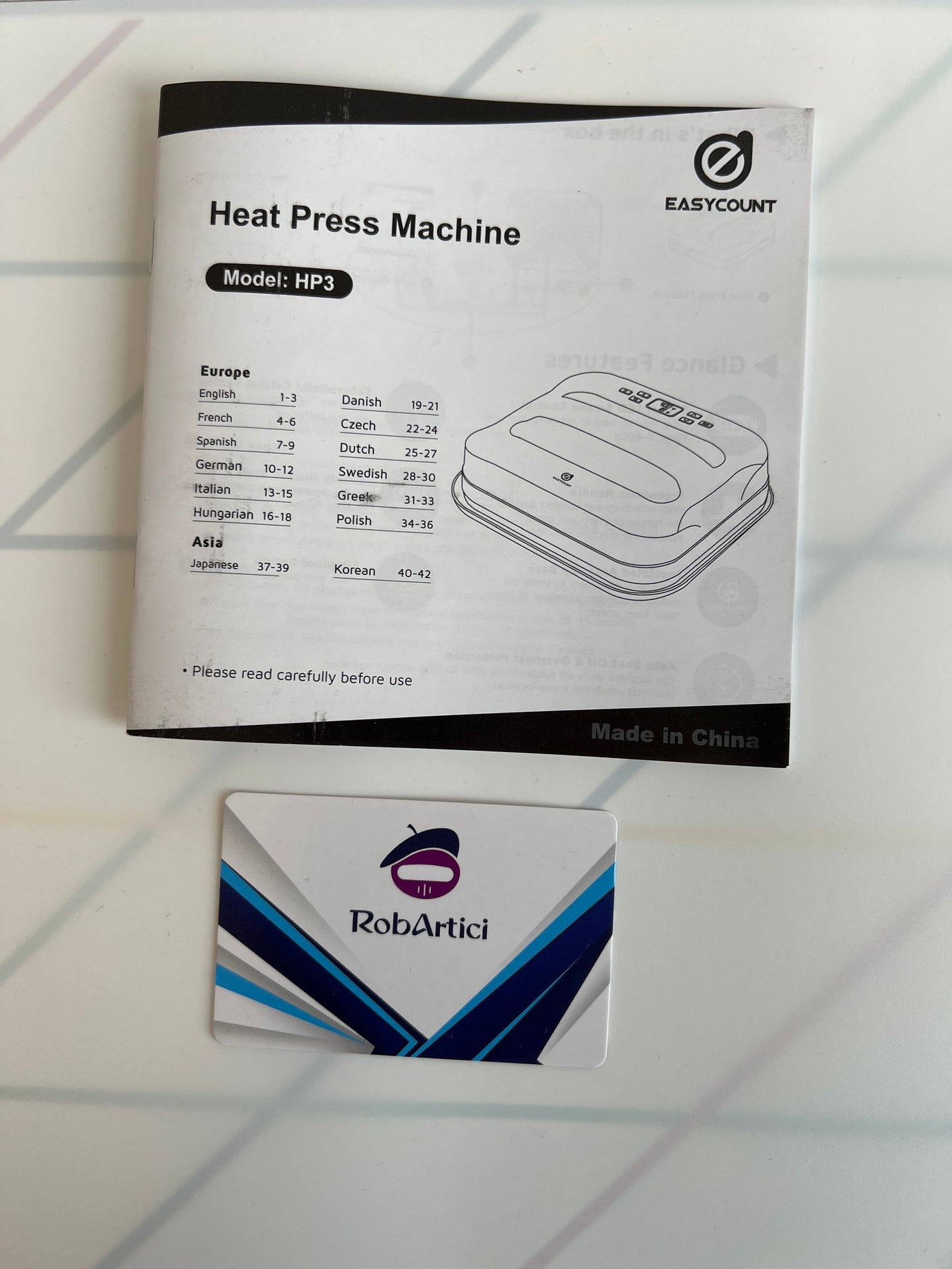 Easycount HP3 smart heat press machine user manual. 