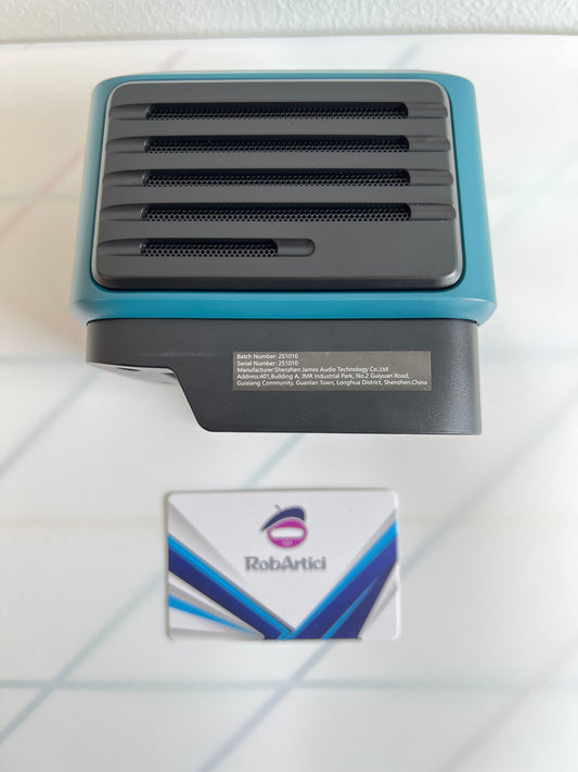 GMB310 job site wireless speaker, view of top showing product specification. 