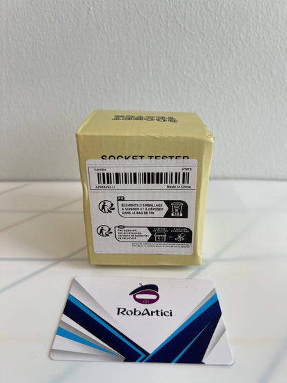 HT97D digital socket tester retail packaging, showcasing product information. 