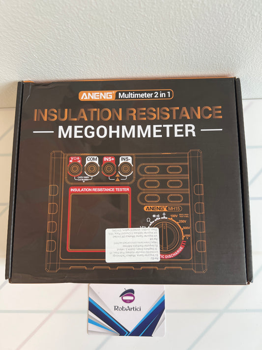 ANENG MH15 insulation resistance tester, front of retail packaging box.