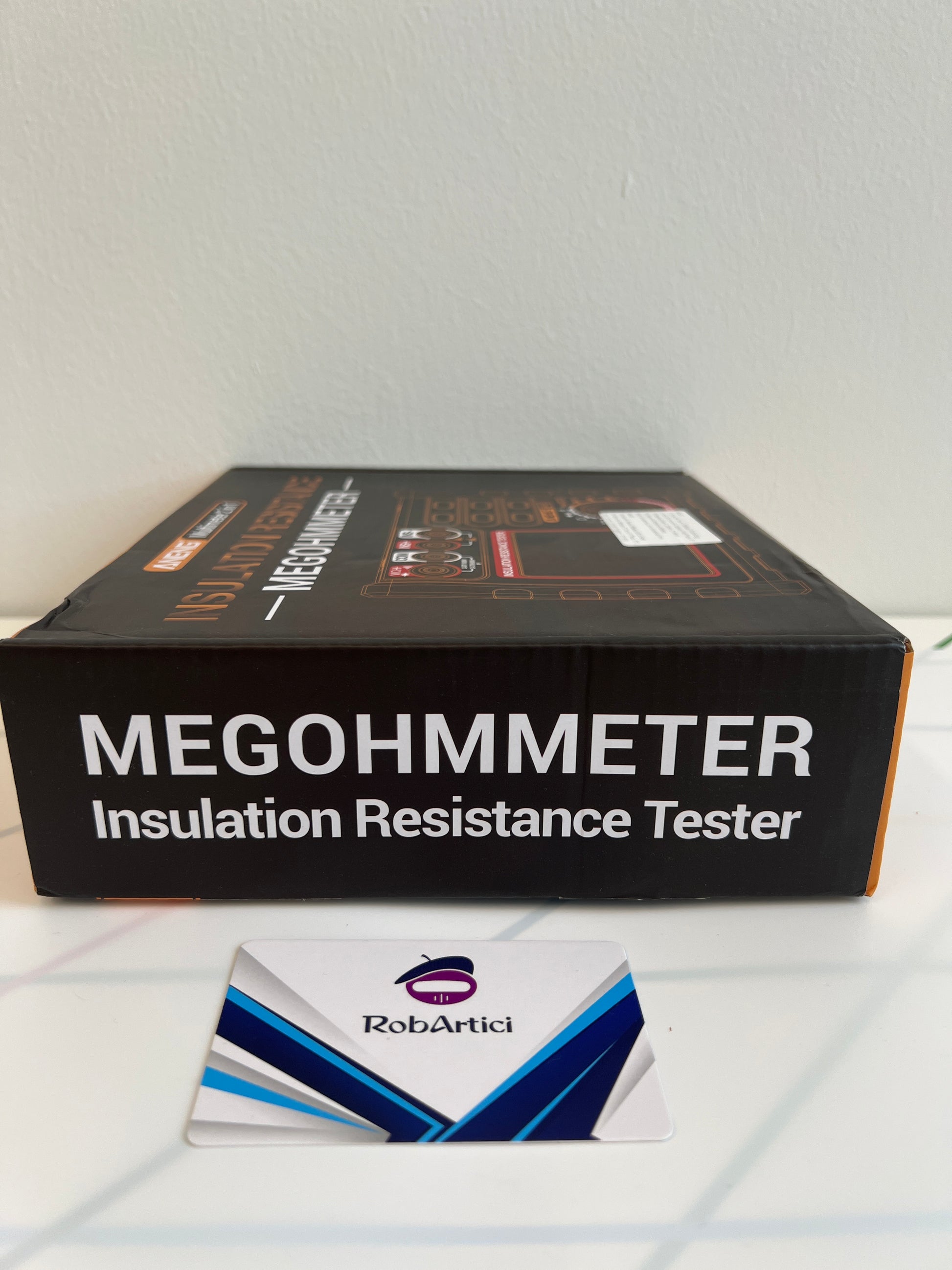 ANENG MH15 insulation resistance tester retail packaging box side view.