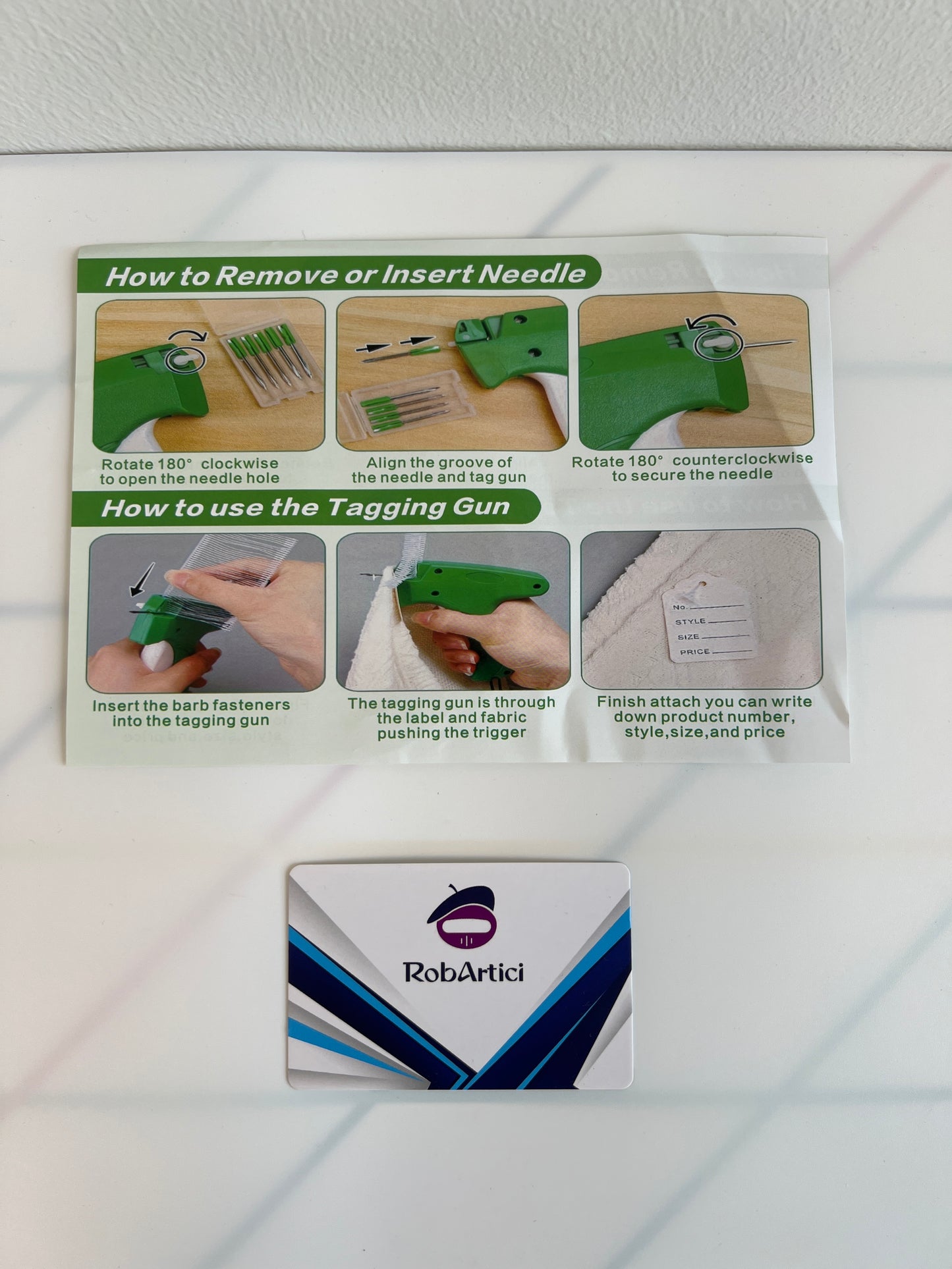 Clothing and textile tagging gun kit user manual.