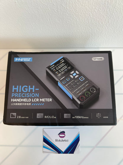 FNIRSI LC1020E handheld LCR meter retail packaging box front view
