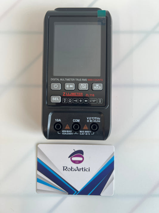 ZL116 smart digital multi meter, view of display monitor and control buttons.