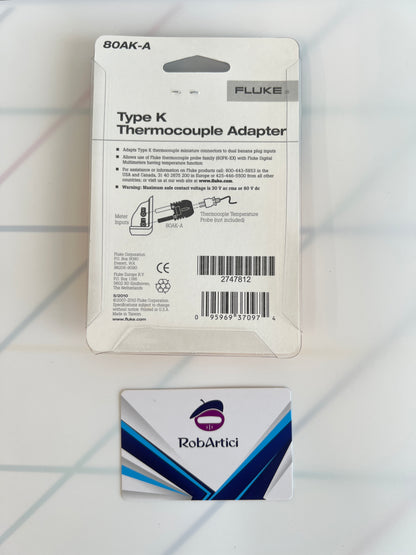 FLUKE thermocouple adapter type K view of product information.