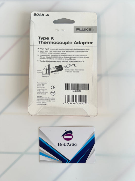 FLUKE thermocouple adapter type K view of product information.
